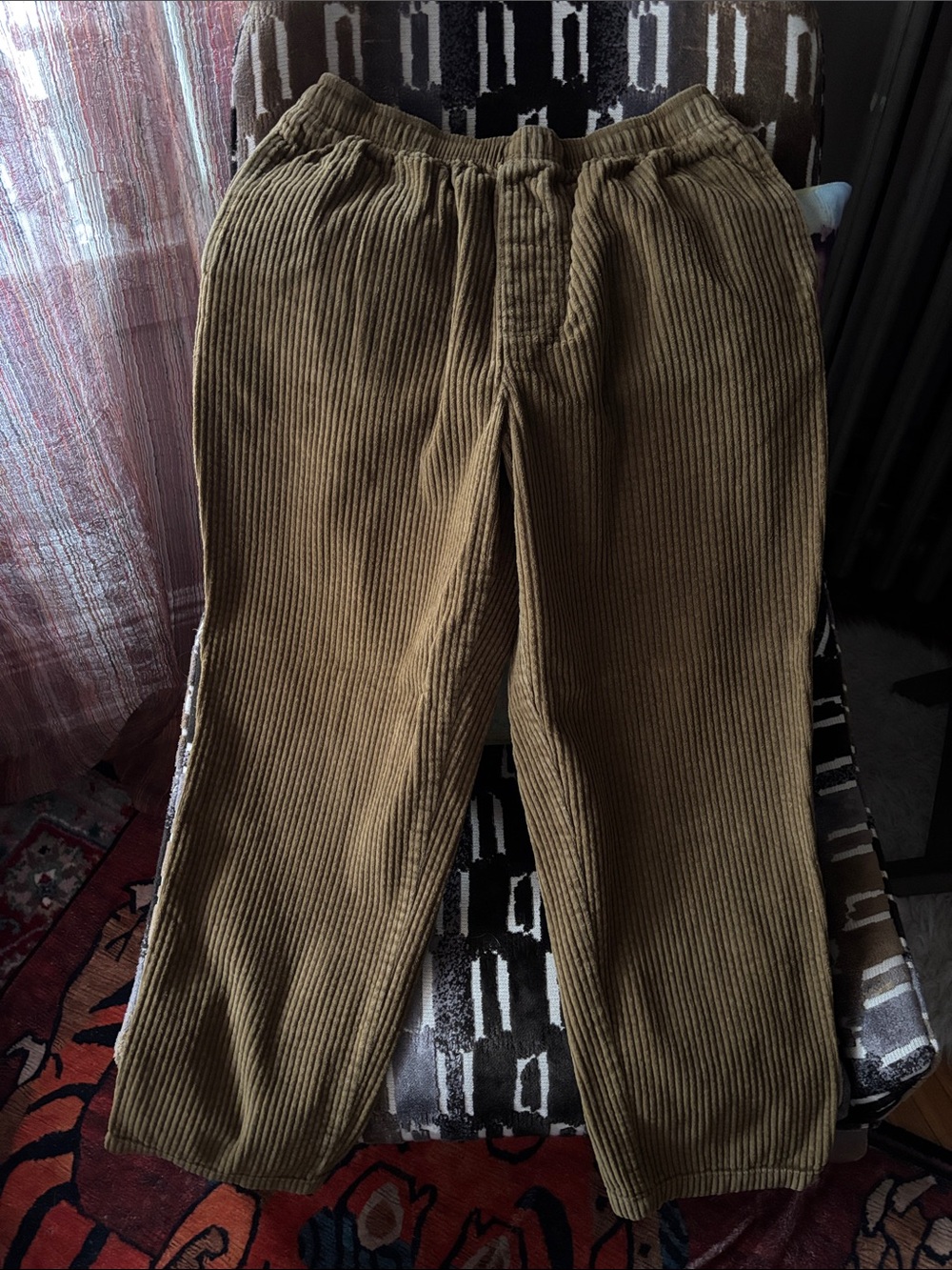 Urban Outfitters Corduroy Wide-Leg Track Pants in Rust Brown
